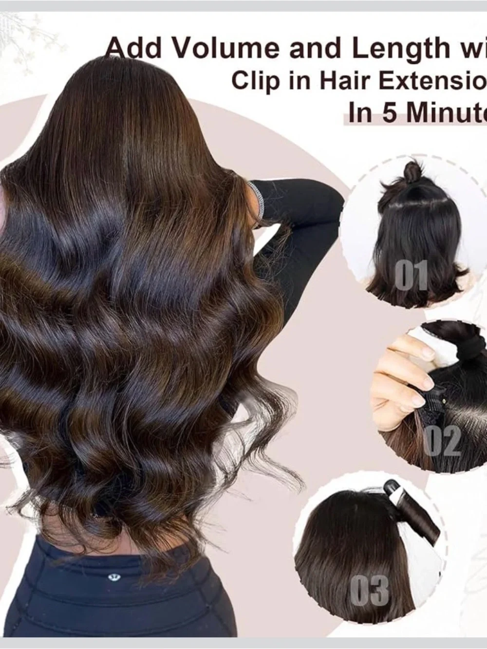 XD HAIR Black Straight Clip-In Extensions - 6 Pieces for Instant Length